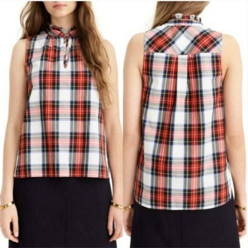 J Crew sleeveless plaid shirt. Size 8.